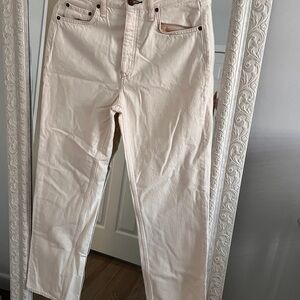 rag & bone Women's Light Cream Straight Leg Jeans